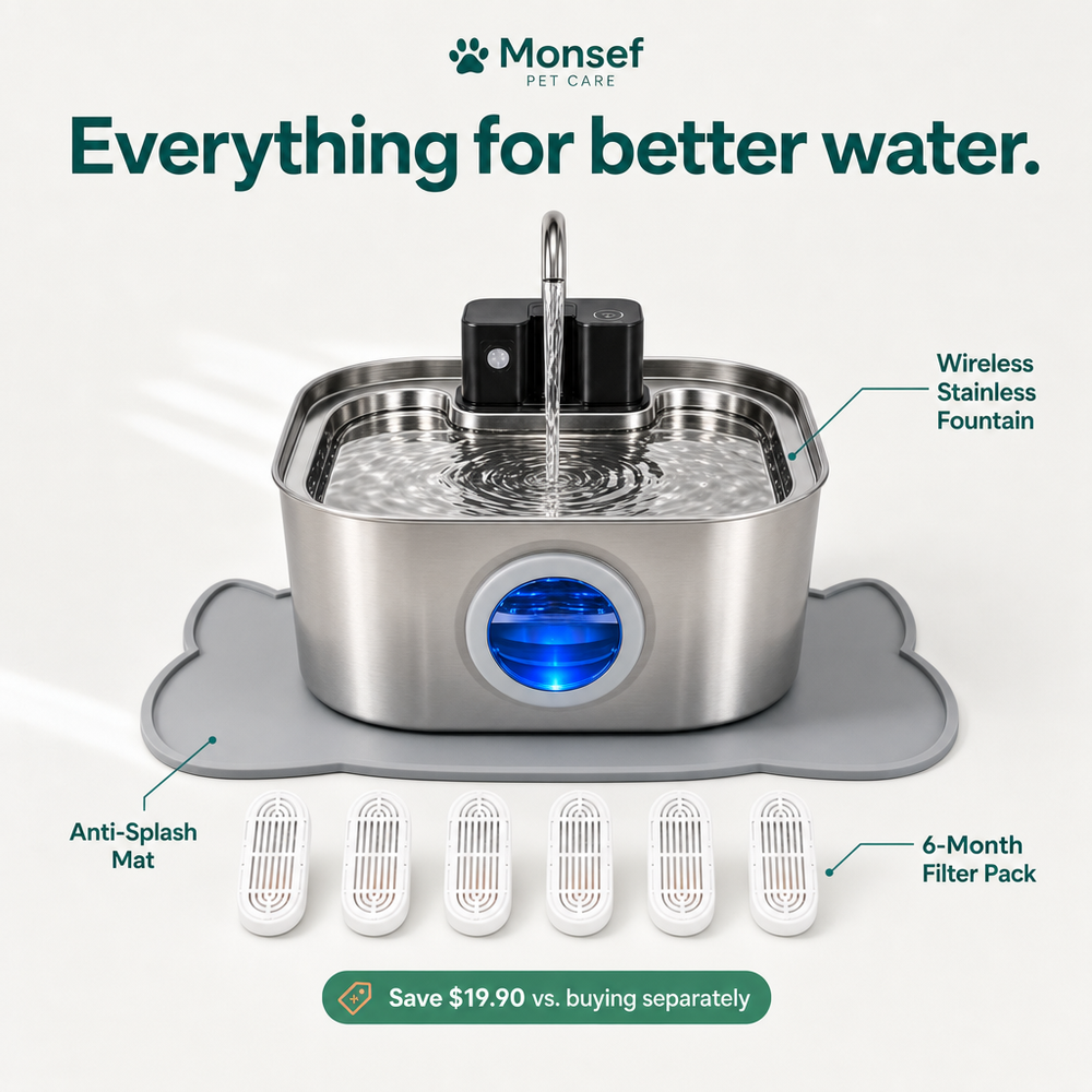 Monsef Hydration Kit (Fountain + 6-Month Filters + Mat)