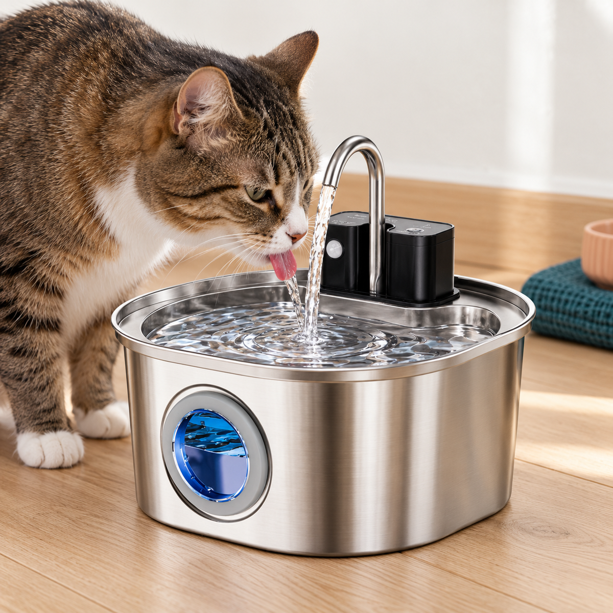 Monsef Wireless Stainless Steel Cat Fountain (3L)